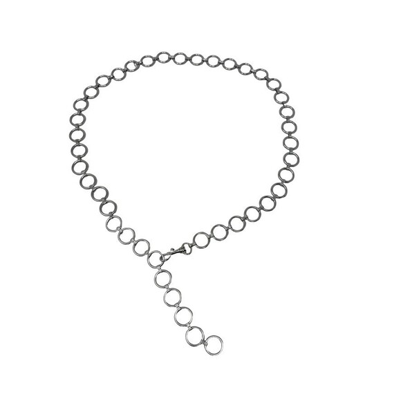 Vintage y2K statement belt Silver Tone Open Circle Ring Link Chain womens XL main image 8